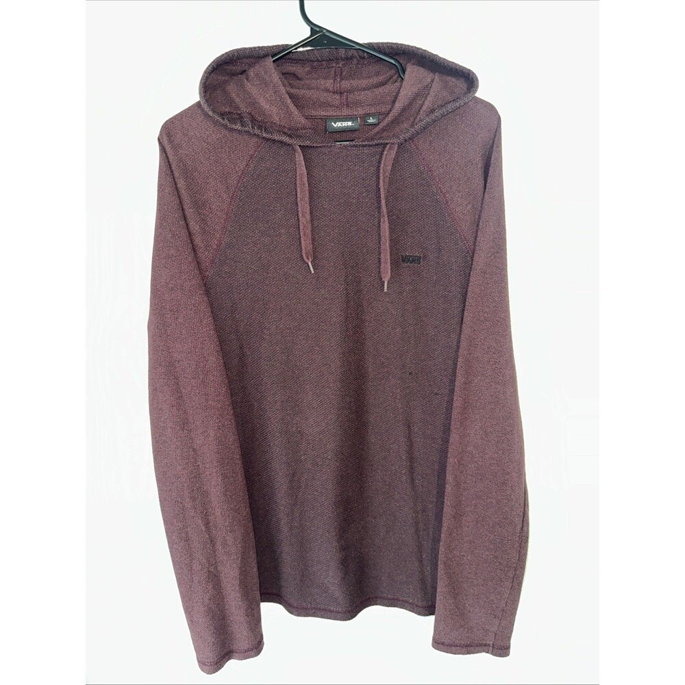 Vans Pullover Hoodie Men’s L Burgundy Woven Cotton Long Sleeve Sweatshirt